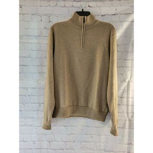 Brooks Brothers Sweater Adult M Brown Merino Wool 1/4 Zip Mock Neck Mens